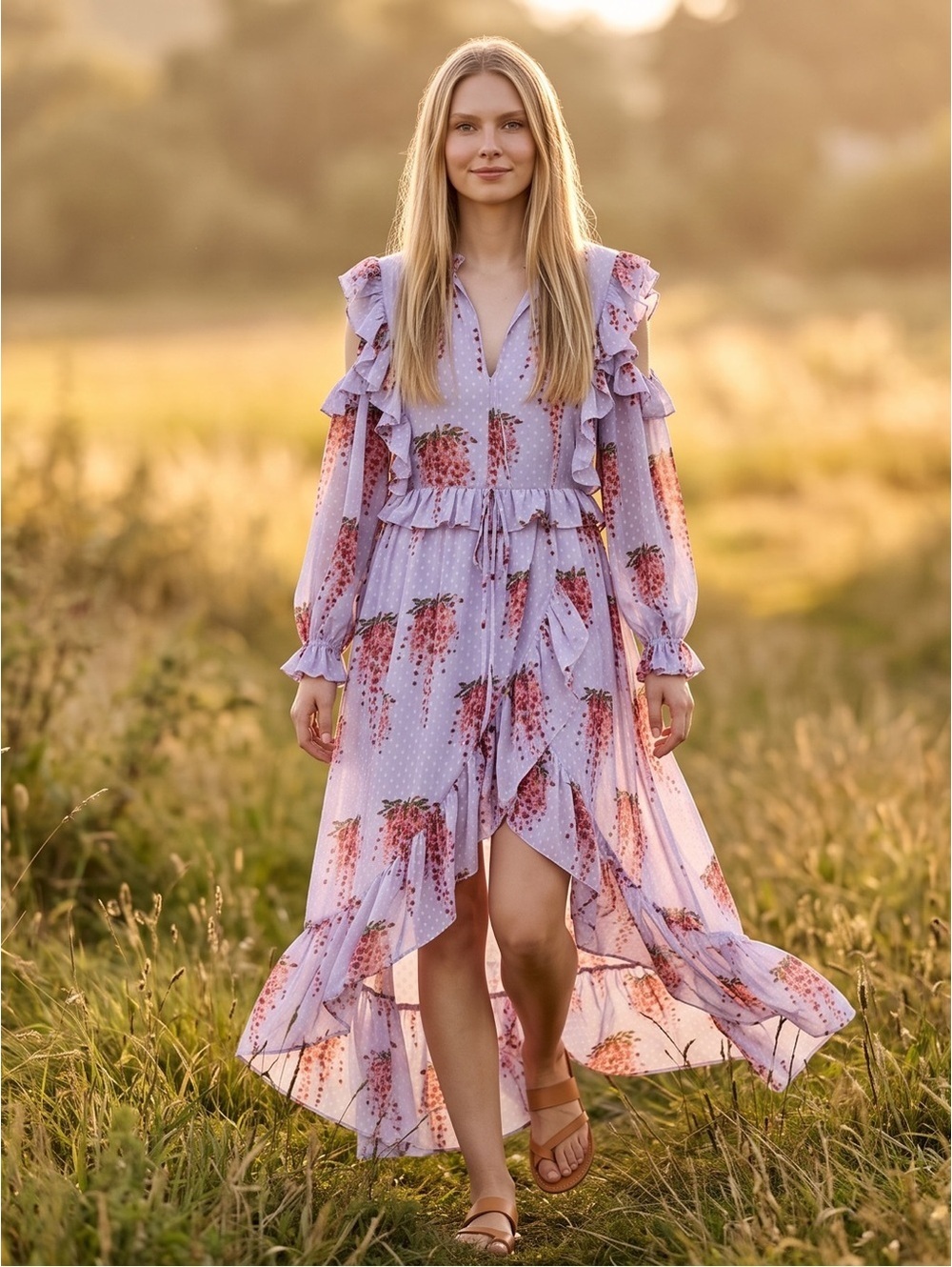 Small Stella Nova Morgan Printed Dress in Purple Wisteria